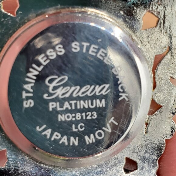 GENEVA Platinum Ornate Cuff Bangle Watch - Picture 5 of 8